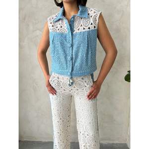 Women's <b>Sequined</b> Denim <b>Jacket</b> with Elegant Lace Details - Product Image 4
