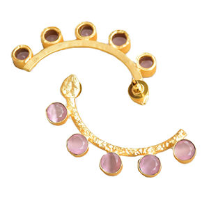 Boucles d'oreilles en laiton en gros, boucles d'oreilles en pierre naturelle, finition en laiton antique, design bohème chic, commande en gros parfaite - Product Image 4