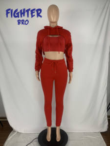 Tenue de survêtement pour femme sweat à capuche zippé et joggers en tissu flexible adapté au streetwear de gym et au confort quotidien - Product Image 6