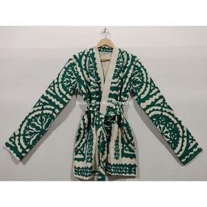 Chaqueta de algodón tejida a mano para mujer, Vestido largo de algodón con apliques, hecho a mano, corte étnico, para trabajo, venta al por mayor - Product Image 2