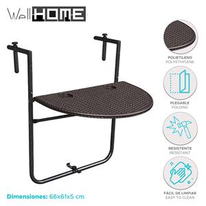 Table pliante ovale marron WELL HOME pour balcon, qualité supérieure et design élégant - Product Image 2