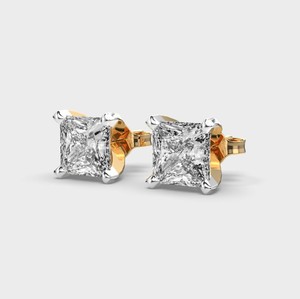 Pendientes de Diamantes Cultivados en Laboratorio con Corte Princesa, Certificados por IGI, Oro Rosa/Amarillo/Blanco de 14K, Pendientes Solitarios con Diamantes Princesa - Product Image 5