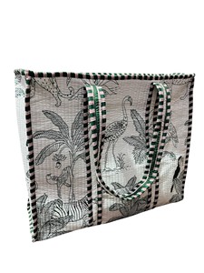 Handmade Women's <b>Large</b> <b>Shoulder</b> Tote <b>Bag</b> Handblock Printed Cotton Quilted <b>with</b> Zipper Floral Print - Product Image 2