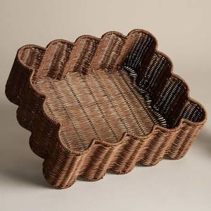 ถาดหวายขอบหยัก งานฝีมือ ถาดเสิร์ฟหวาย รูปทรงศิลปะ ของตกแต่งโต๊ะสำหรับบ้าน - Product Image 1