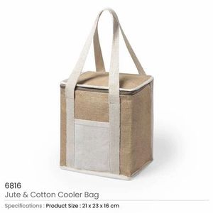 Juco Insulated Reusable <b>Cooler</b> Bag Open Closure Handle Jute Cotton Water Resistant <b>Box</b> Shape Customizable Sublimation Outdoor - Product Image 1