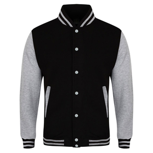 Veste universitaire personnalisée noire et grise, veste de baseball en laine avec manches contrastées, style bomber, vêtement décontracté imprimé - Product Image 5