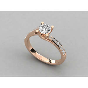 Bague pour femme en or 14 carats avec diamant solitaire rond de laboratoire, bagues en diamant brillant - Product Image 3