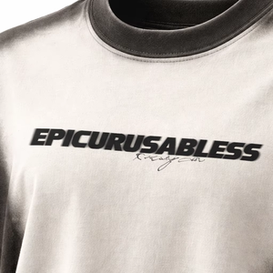 Camiseta de Algodón para Hombre Epicurusabless, Corte Regular, Manga Corta, Cuello Redondo, Estilo Urbano, Estampado de Letras, Logotipo Frontal, Color Degradado - Product Image 6