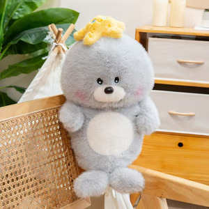 Aika - Peluche <span class=keywords><strong>de</strong></span> León Marino Súper Suave con Relleno <span class=keywords><strong>de</strong></span> Algodón PP, Corona Amarilla, Decoración Kawaii para Cuarto Infantil - Product Image 6