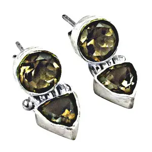 Boucles d'oreilles pendantes et clous en argent 925 avec quartz fumé pour femmes, bijoux tendance en forme de poire, diamant, émeraude, perle, pierre précieuse - Product Image 3