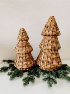 Árbol de Navidad de Ratán Natural Hecho a Mano, Adorno Ecológico para Mesa, Decoración Navideña y del Hogar - Product Image 5