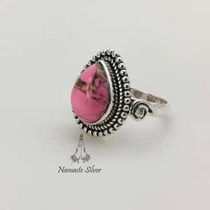 Handmade Pink <b>Turquoise</b> <b>Ring</b>, 925 Sterling Silver, Boho Promise <b>Ring</b> - Product Image 3