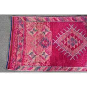 Handmade Boho Pink Purple Turkish <b>Rug</b> 2.7 X 11.7ft Large Abstract Rectangle Pattern for Living Room Bedroom or <b>Hallway</b> - Product Image 3