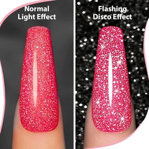 Kween Studio UV Nail Gel Polish-Reflective Glitter Hot Pink Thin Brush DIY LED Cure 15 มล. - Product Image 1