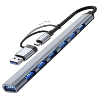 Hub USB 3,0 con 7 puertos, Hub USB C a USB 3,0 de aluminio para MacBook, Mac Pro Mini, iMac, PS4, PS5, Surface Pro, Flash Drive