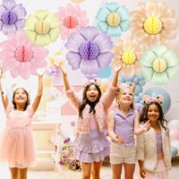 Pastel nid d'abeille jardin thème fête décoration papier tournesol guirlande suspendus plafond fête fournitures pour anniversaire bébé douche