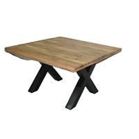 Extra Breiter Quadratischer Massiver Mangoholz-Klapptisch Industrielle Metallklappbeine 8-Sitzer für Zuhause Hochzeiten Partys Konferenzen