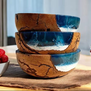 Tazones de Madera y Resina Ecológicos para Servir Ensaladas, Diseño Moderno, Disponibles en Cantidades de 6 a 10 Unidades para Uso Doméstico - Product Image 1