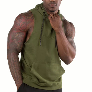 Últimos diseños OEM algodón grueso hombres cremallera correr camisetas sin mangas con capucha hombre gimnasio músculo chaleco ropa deportiva con capucha camiseta sin mangas - Product Image 6