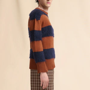 เสื้อสเวตเตอร์ถักผ้าขนแกะคอกลมทรงหลวมสำหรับผู้ชายเสื้อสเวตเตอร์ถักโลโก้ได้ตามต้องการ - Product Image 2