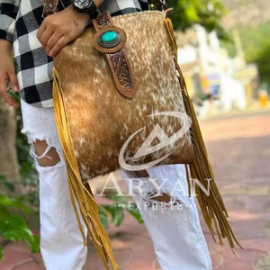 Nouveau main usiné véritable cuir de vachette frange sac à main élégant en cuir véritable mars Offre Spéciale bohème sac à bandoulière pour les femmes - Product Image 1