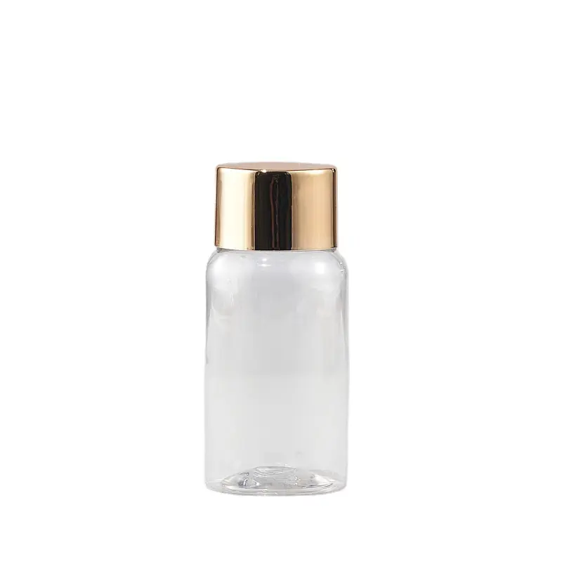 15ml petit échantillon bouchon rond en or/bouchon en argent/bouchon blanc bouteille transparente beauté couleur poudre liquide bouteille en plastique