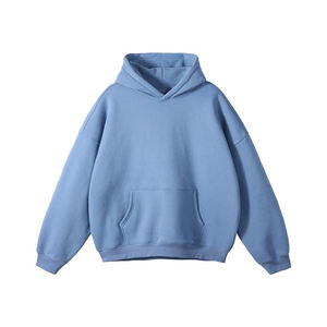 Sweats à capuche personnalisés pour homme coton bouffée sérigraphie pull surdimensionné épaules tombantes poids lourd haute qualité basiques à capuche - Product Image 6