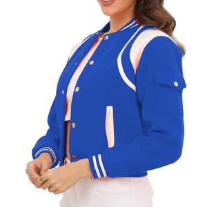 Vente chaude élégante femmes Crop Varsity veste à manches longues et courte longueur tenue décontracté tendance Varsity veste pour une utilisation en hiver - Product Image 1