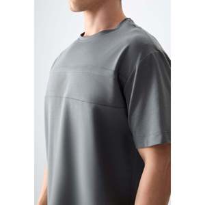 T-shirt basique pour homme Air Jones, couleur kaki, coupe ample, en tissu épais et doux en mélange de coton - Modèle 88378 - Product Image 2