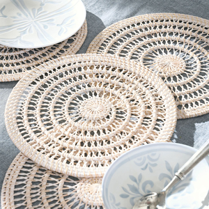 Boho Design <b>Rattan</b> Charger Plate Natural Woven <b>Rattan</b> <b>Placemats</b> Dining Party Custom Outdoor Wedding Whitewash <b>Placemats</b> - Product Image 6