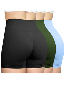 Women's Seamless Breathable Cotton Active Lightweight Fitness Shorts <b>Bow</b> Button Skinny Fit Elastic Waist Scrunch Butt Design - Product Image 5
