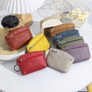 Ando Bag Genuine Cowhide Leather Small Zipper Coin <b>Purse</b> Keychain Wallet with Multiple Pockets - Product Image 1