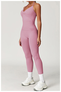 Conjunto de ropa deportiva de Yoga de talla grande de cintura media para mujer personalizada, ropa deportiva elástica transpirable de 5 piezas para correr - Product Image 5