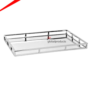 Bandeja de servicio de acero inoxidable de la mejor calidad con asas bandeja para servir té café jugo - Product Image 1