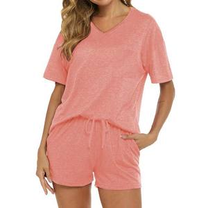 Ensemble pour femmes 2 pièces Ensemble pour femmes Fabricant en gros 100% coton Short léger avec chemise Vêtements décontractés respirants - Product Image 4