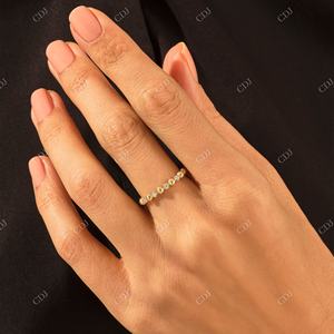 Bandas a juego de apilamiento de diamantes reales minimalistas Alianza de boda de diamantes naturales de oro sólido de 14K a precio de fabricante Anillos de joyería - Product Image 6