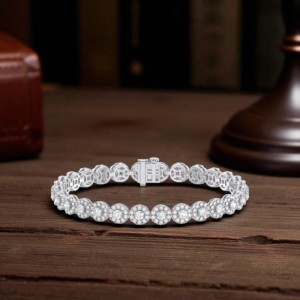 สร้อยข้อมือเพชรโมอิส6.50กะรัตประดับอัญมณีสีทองลายดอกไม้สุดหรูทำ925เงินสเตอร์ลิง - Product Image 2
