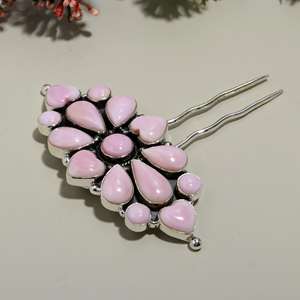 Anillo de plata de ley natural, horquillas de plata con piedras preciosas de concha Rosa natural, joyería mexicana Navajo, horquillas de Plata de Ley 925 - Product Image 1