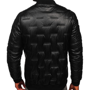 Abrigo de cuero cruzado con cuello levantado insertado en color Abrigo de cuero PU para motocicleta Chaqueta de cuero de primavera - Product Image 2