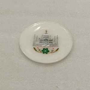 Handmade 4\" Inches White Marble Coaster Tile Inlaid <b>Stone</b> <b>Crafts</b> Featuring Taj Mahal Design Floral Style - Product Image 2