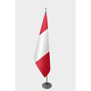 Drapeau d'intérieur officiel péruvien de style fanion avec impression numérique, mât en aluminium durable, fabriqué en soie, polyester et plastique - Product Image 1