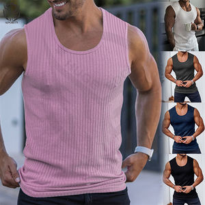 Débardeurs personnalisés 100 % coton sans manches, style vintage, pour hommes, coupe ajustée - Product Image 2