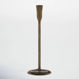 Set of Two Antique Gold Metal <b>Taper</b> <b>Candle</b> Holder for Home & Wedding Party Tabletop Lighting Decor <b>Candle</b> <b>Tapers</b> - Product Image 3