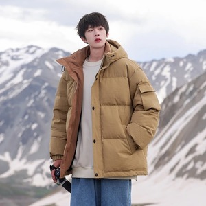 2024 Otoño/Invierno nueva tendencia chaqueta acolchada para hombre chaqueta cálida de plumón de pato blanco con cuello levantado tela de lona de estilo callejero - Product Image 5