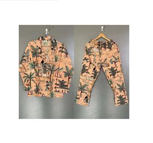 Conjunto de Pijama largo de algodón suave para mujer con estampado de Safari verde, ropa de dormir cómoda de verano para noches relajantes - Product Image 3