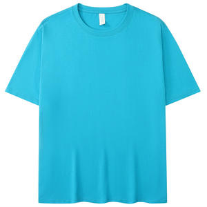 เสื้อยืดแขนสั้นสำหรับผู้ชายขนาดใหญ่พิเศษผ้าคอตตอน100% ไหล่ตกใส่ได้ทั้งชายและหญิงออกแบบโลโก้ OEM แบบเรียบๆ - Product Image 5