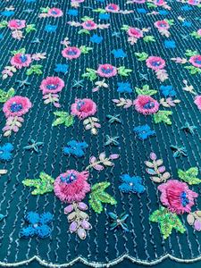 ผ้าลูกไม้ตาข่ายปักเลื่อม 3 มิติ แบบถักลายแจ็คการ์ด สำหรับชุดเด็กผู้หญิง - Product Image 5