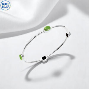 925 Sterling <b>Silver</b> Oval Peridot Gemstone Handmade <b>Bangle</b> Stackable <b>Bangle</b> for <b>Women</b> - Product Image 1