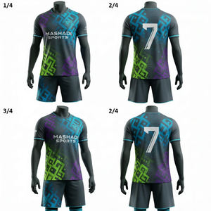 Uniforme de Fútbol Personalizado - Camiseta de Manga Corta con Cuello en V de Poliéster Transpirable de Alta Calidad, Colores Personalizados, Logotipo Ecológico para Club - Product Image 3