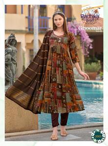 Conjunto Kurti Elegante con Corte Alia en Tela Estampada de Rayón para Mujer, Último Diseño de Ropa Étnica de Tres Piezas con Pantalón y Dupatta - Product Image 4